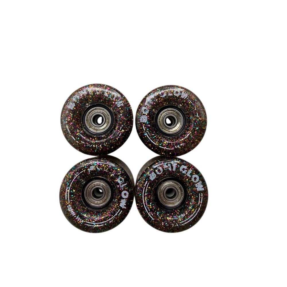 Bont Glow LED Roller Skate Wheels 58mm 101A Smoke‎ Glitter Set of 4 ABEC-7